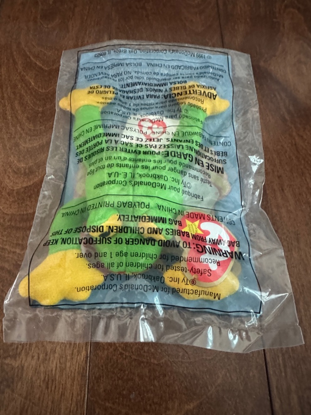"Ty Teenie Beanie Baby" in original packaging. "Smoochy" the Frog. Rare